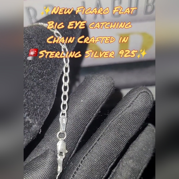 NEW STERLING SILVER FIGARO FlAT BIG EYE CATCHING CHAIN✨️UNISEX🔥 - Picture 3 of 6